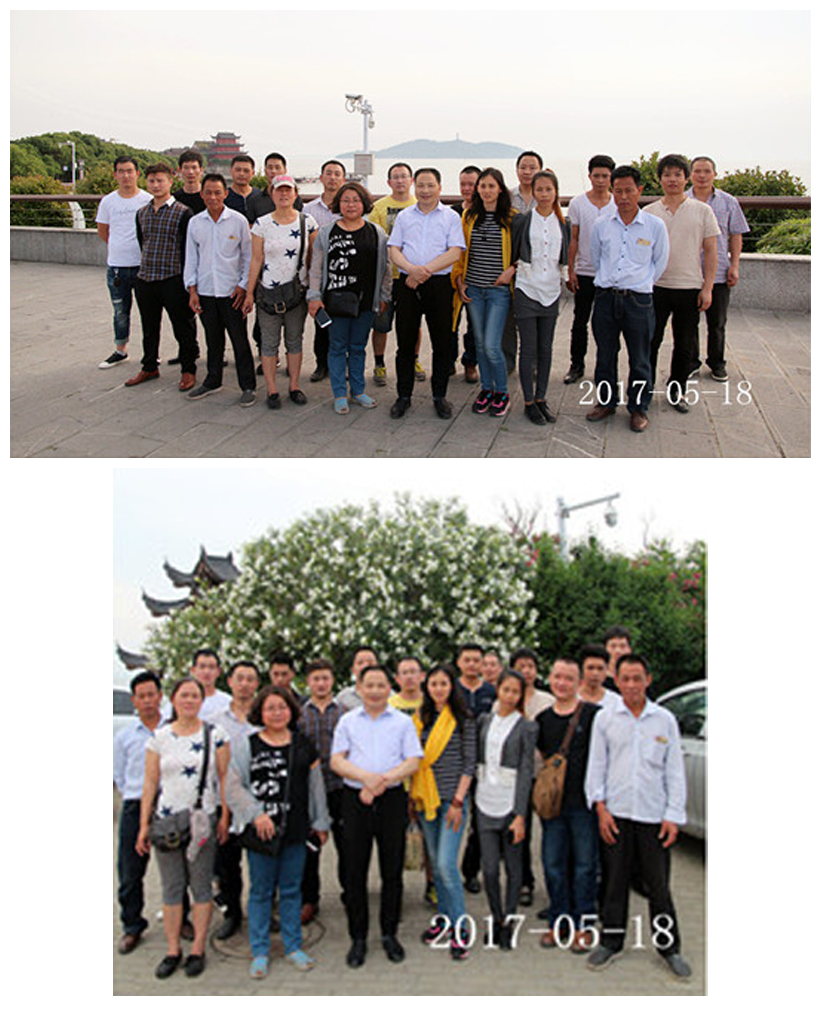 2017年5月18日合肥立新菌种场培训学校学员在合肥市巢湖边游玩合影留念